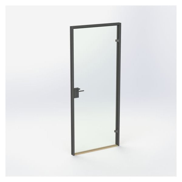 Glasdør - Mat sort - Uden kant profil